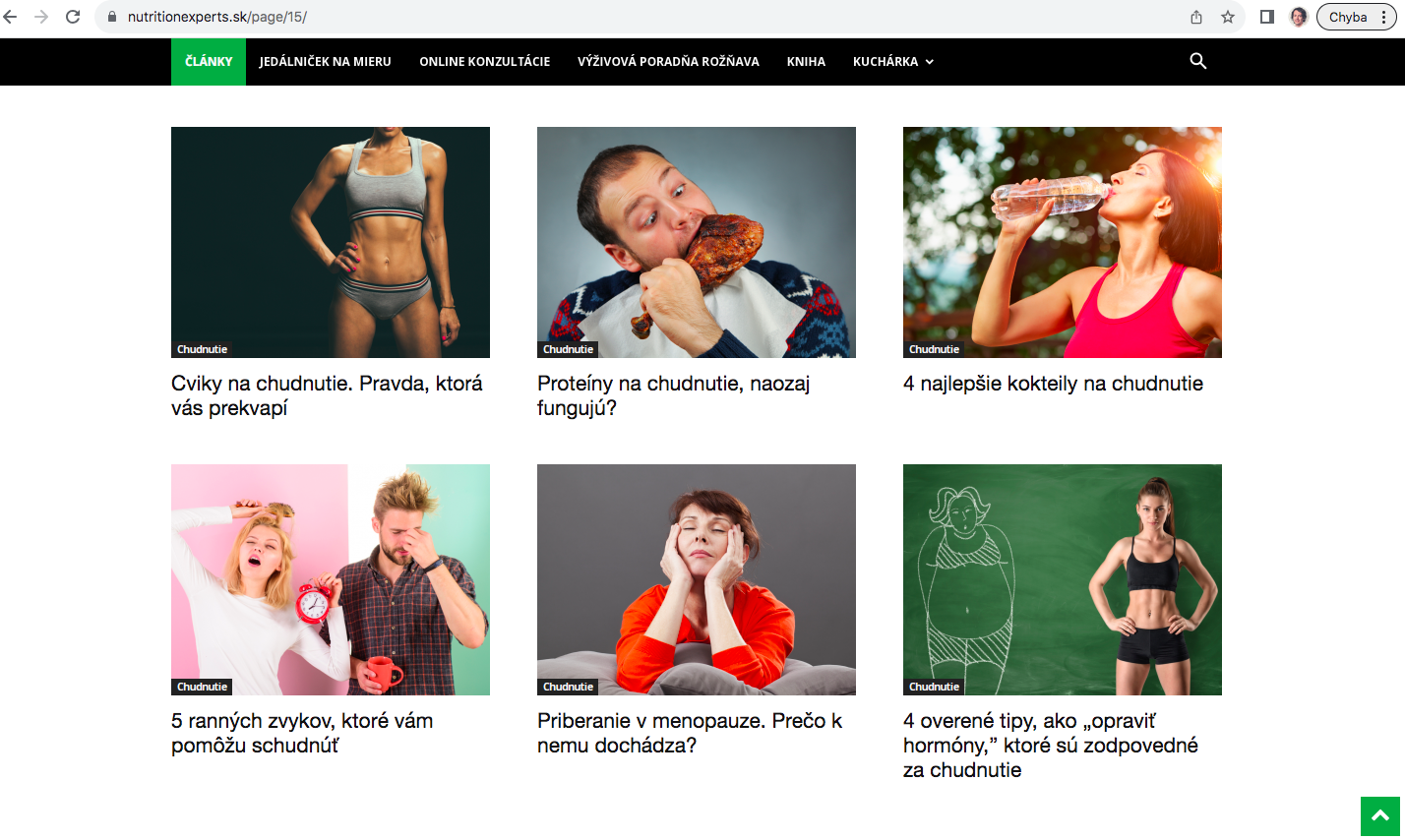 Prehľad článkov na webe NutritionExperts.sk zameraných na chudnutie, výživu, zdravé stravovanie a životný štýl.